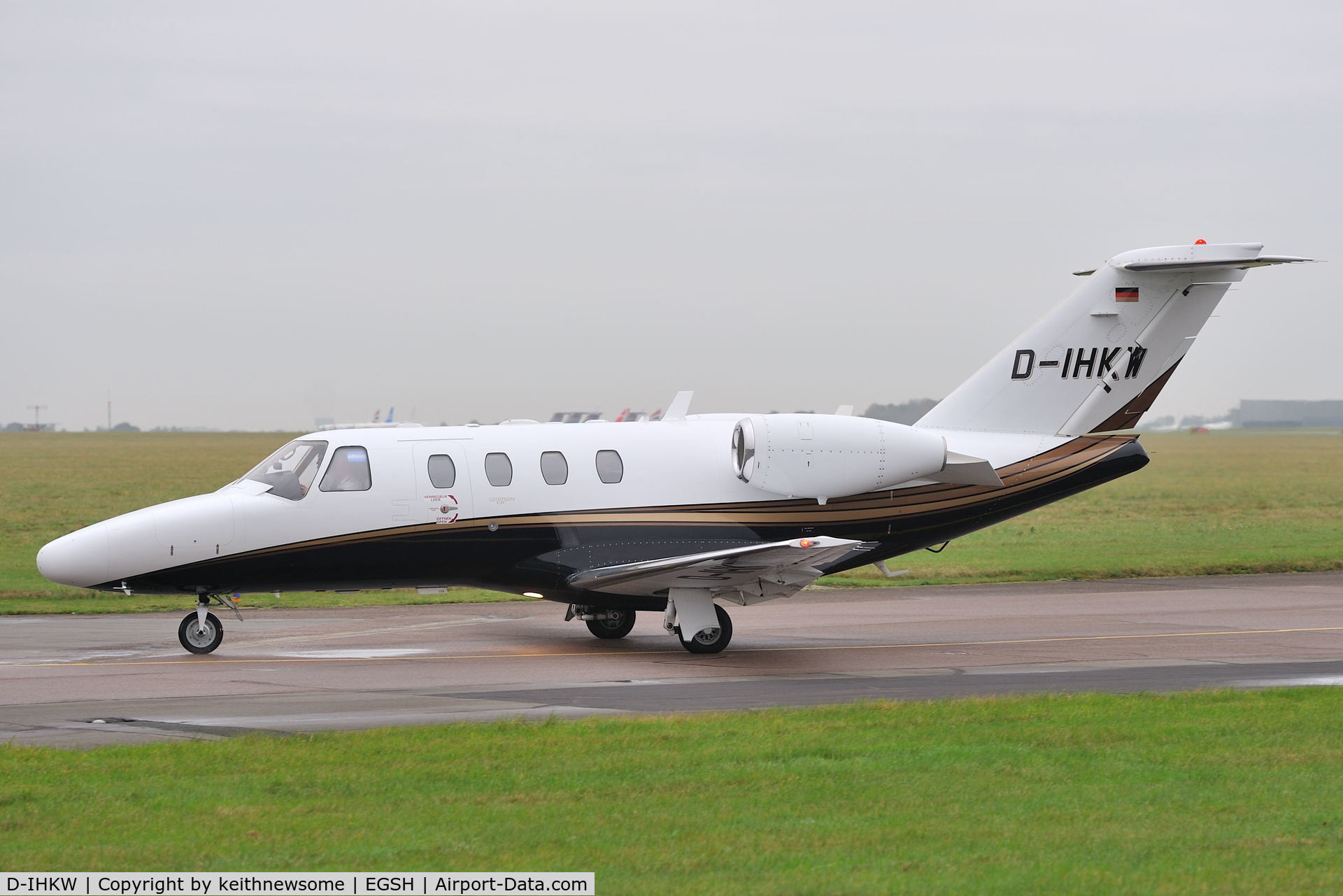 D-IHKW, 2008 Cessna 525 CitationJet CJ1+ C/N 525-0677, Arriving at Norwich from Paderborn, Germany.