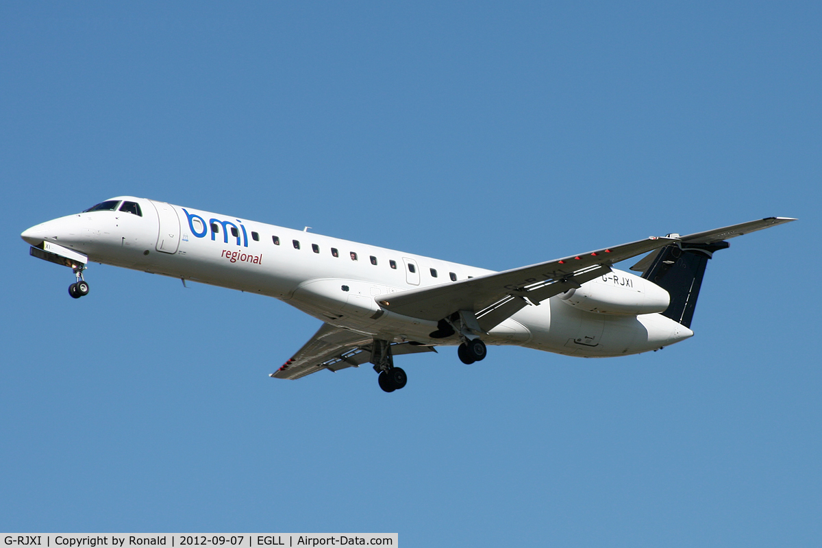 G-RJXI, 2001 Embraer EMB-145EP (ERJ-145EP) C/N 145454, at lhr