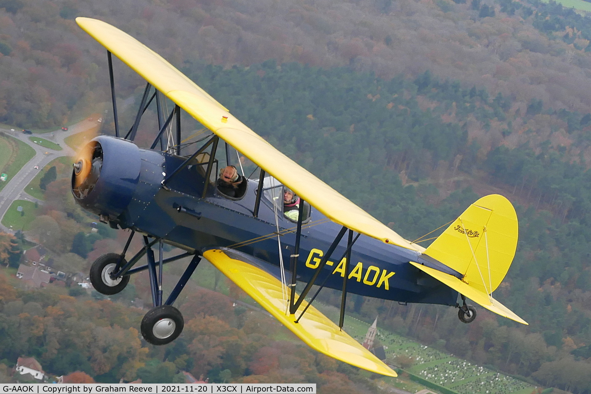 G-AAOK, 1929 Curtiss-Wright Travel Air 12Q C/N 2026, Air to air near Cromer.