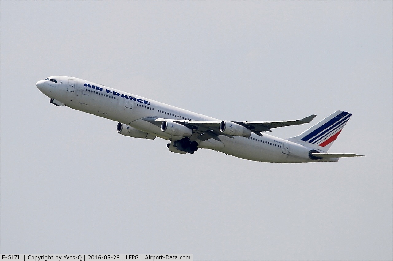 F-GLZU, 2000 Airbus A340-313X C/N 377, Airbus A340-313X, Climbing from rwy 08L, Roissy Charles De Gaulle airport (LFPG-CDG)