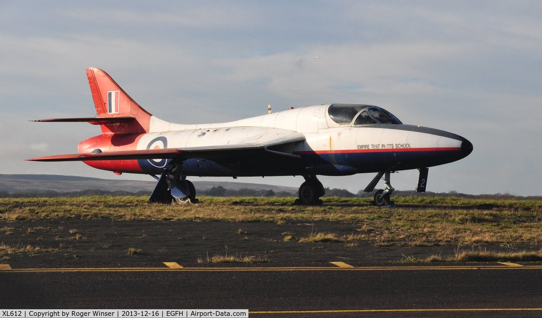 XL612, 1958 Hawker Hunter T.7 C/N 41H-695346, Ex-8 Squadron RAF/ETPS was the airport's first gate guardian (from January 2012 to July 2017).