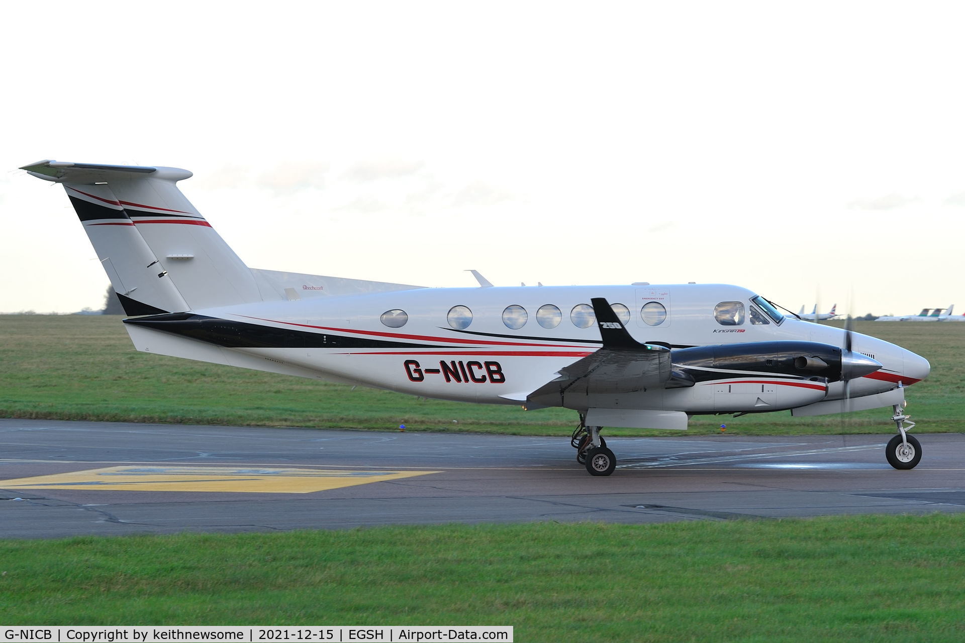 G-NICB, 2019 Beech B200GT King Air C/N BY-352, Leaving Norwich for Newcastle.