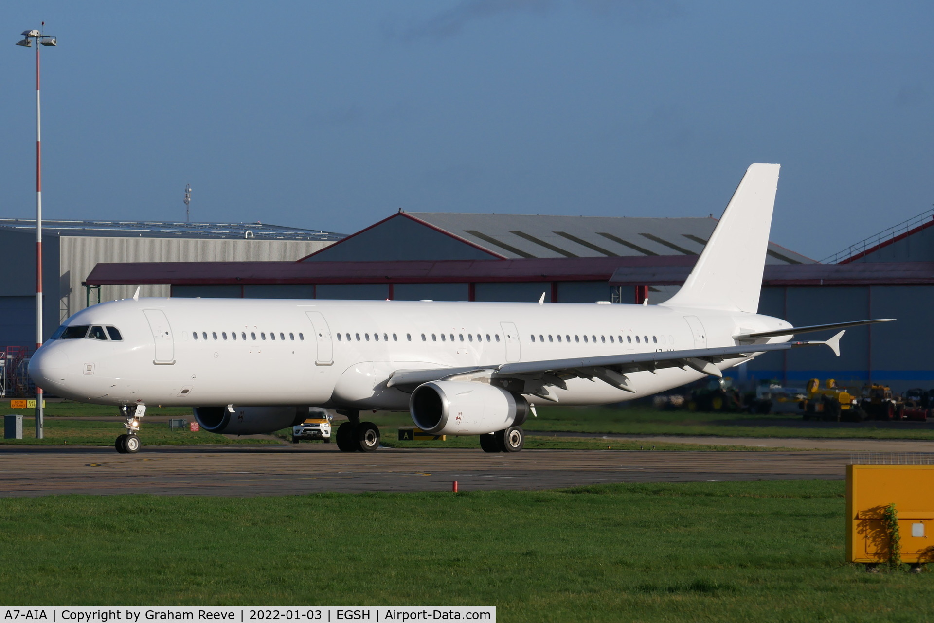 A7-AIA, 2010 Airbus A321-231 C/N 4173, Departing from Norwich.
