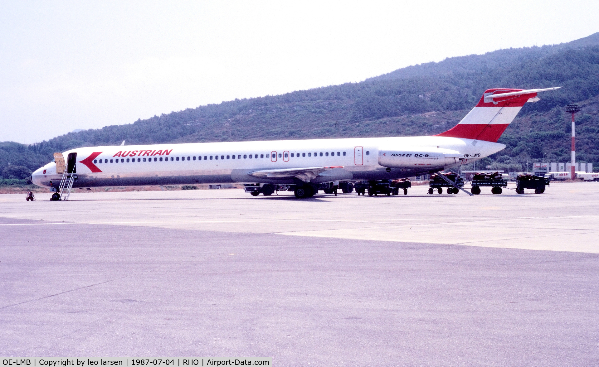OE-LMB, 1985 McDonnell Douglas MD-82 (DC-9-82) C/N 49279, Rhoders 4.7.1987
