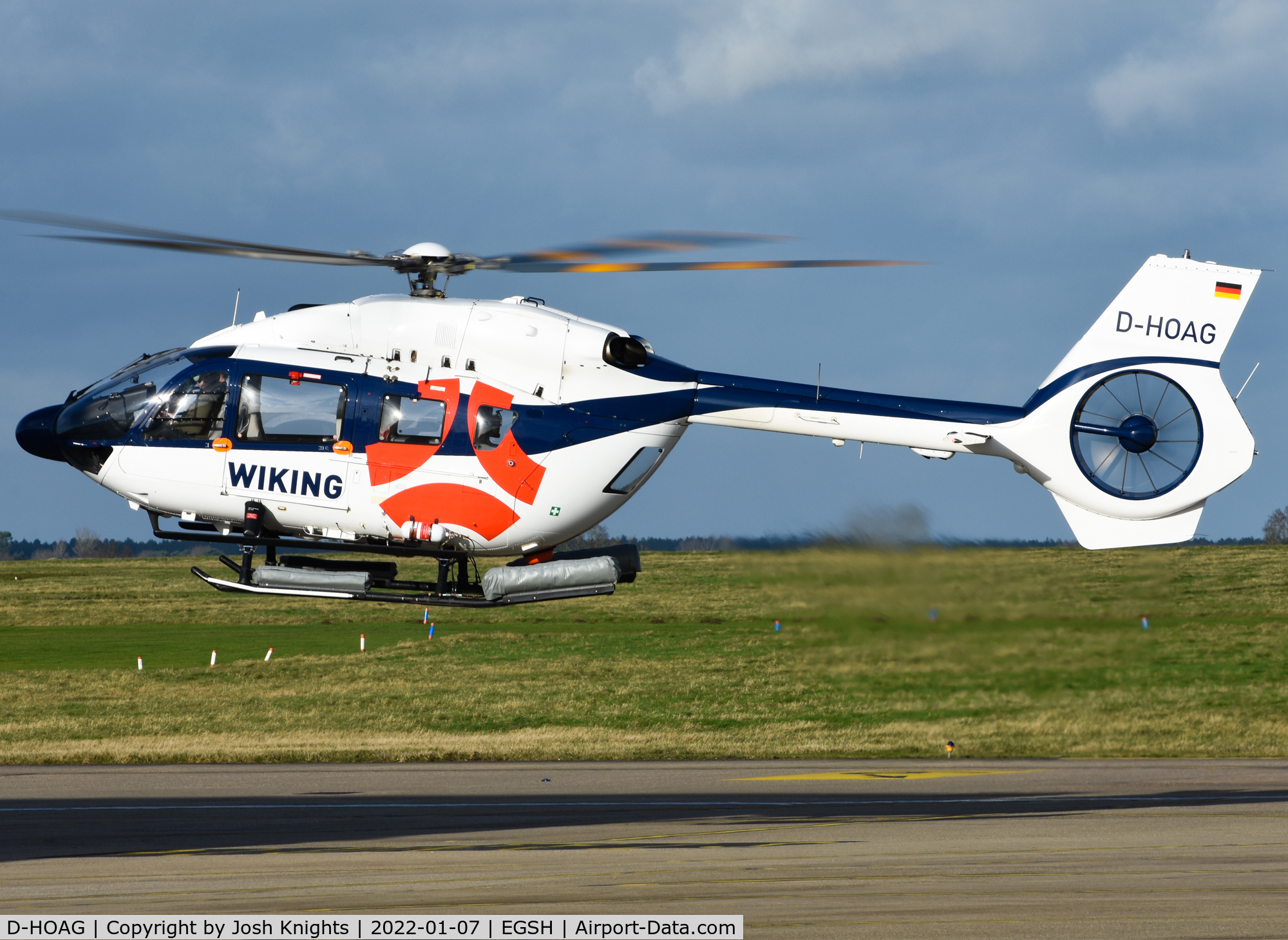 D-HOAG, 2017 Airbus Helicopters H-145 (BK-117D-2) C/N 20178, Departing to Newcastle.