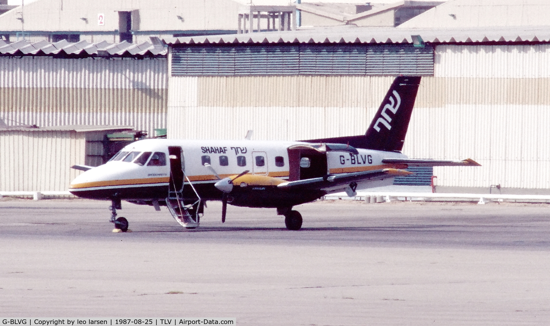 G-BLVG, 1981 Embraer EMB-110P1 Bandeirante C/N 110.364, Tel AViv 25.8.1987