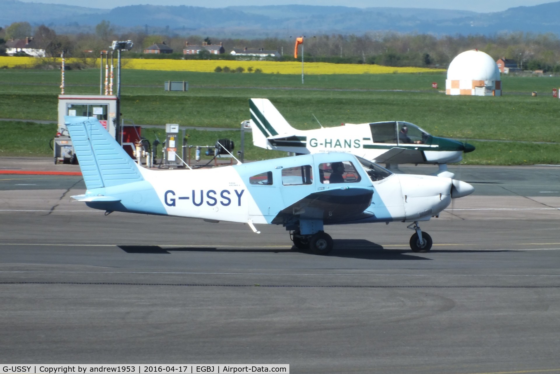 G-USSY, 1982 Piper PA-28-181 Cherokee Archer II C/N 28-8290011, G-USSY at Gloucestershire Airport.