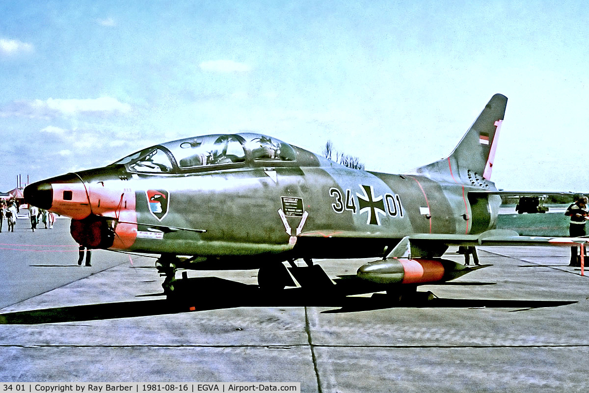 34 01, Fiat G-91T/1 C/N 001, 34+01   Fiat G-91T/3 [0001] (West German Air Force) RAF Fairford~G @ 16/08/1981