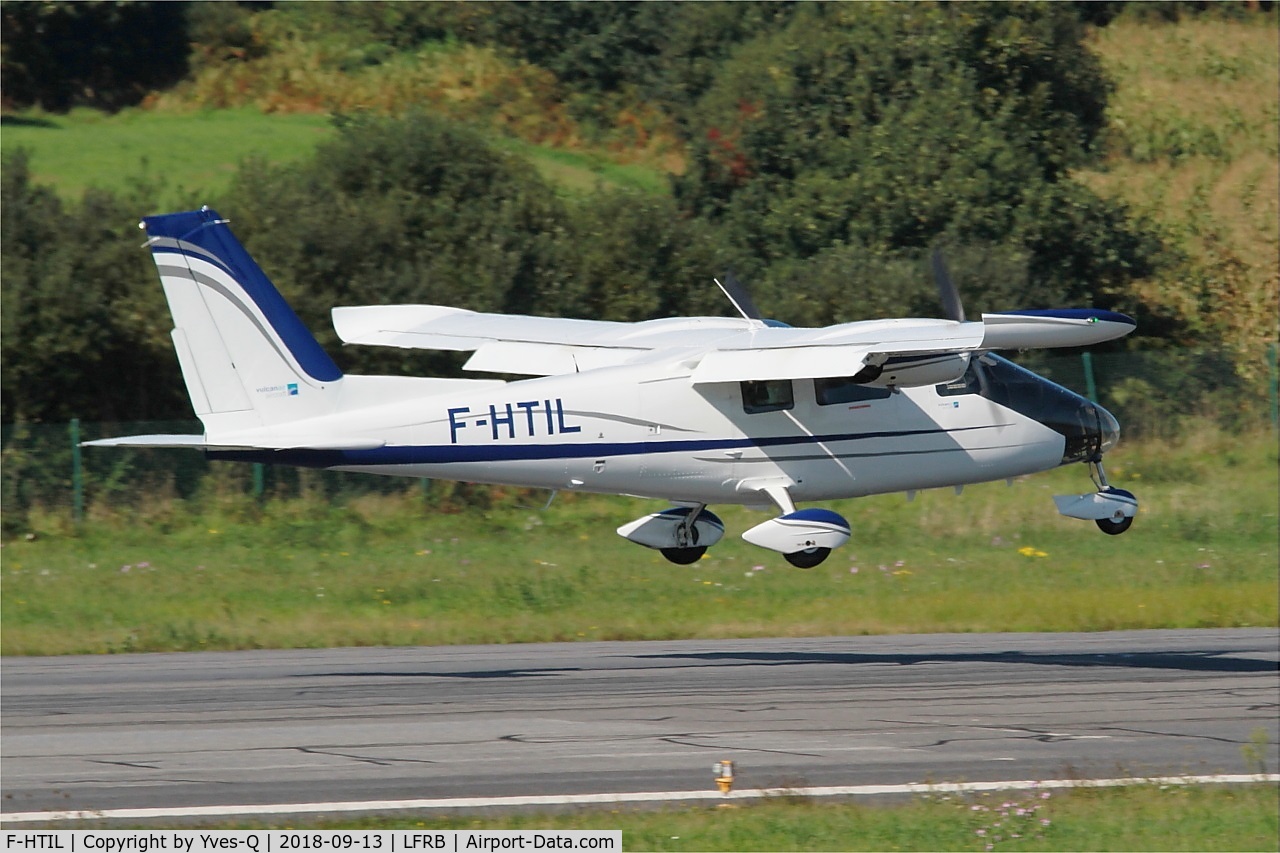 F-HTIL, 2018 Vulcanair P.68 Observer 2 C/N 507-49/OB2, Vulcanair P.68 Observer 2, On final rwy 07R, Brest-Bretagne airport (LFRB-BES)