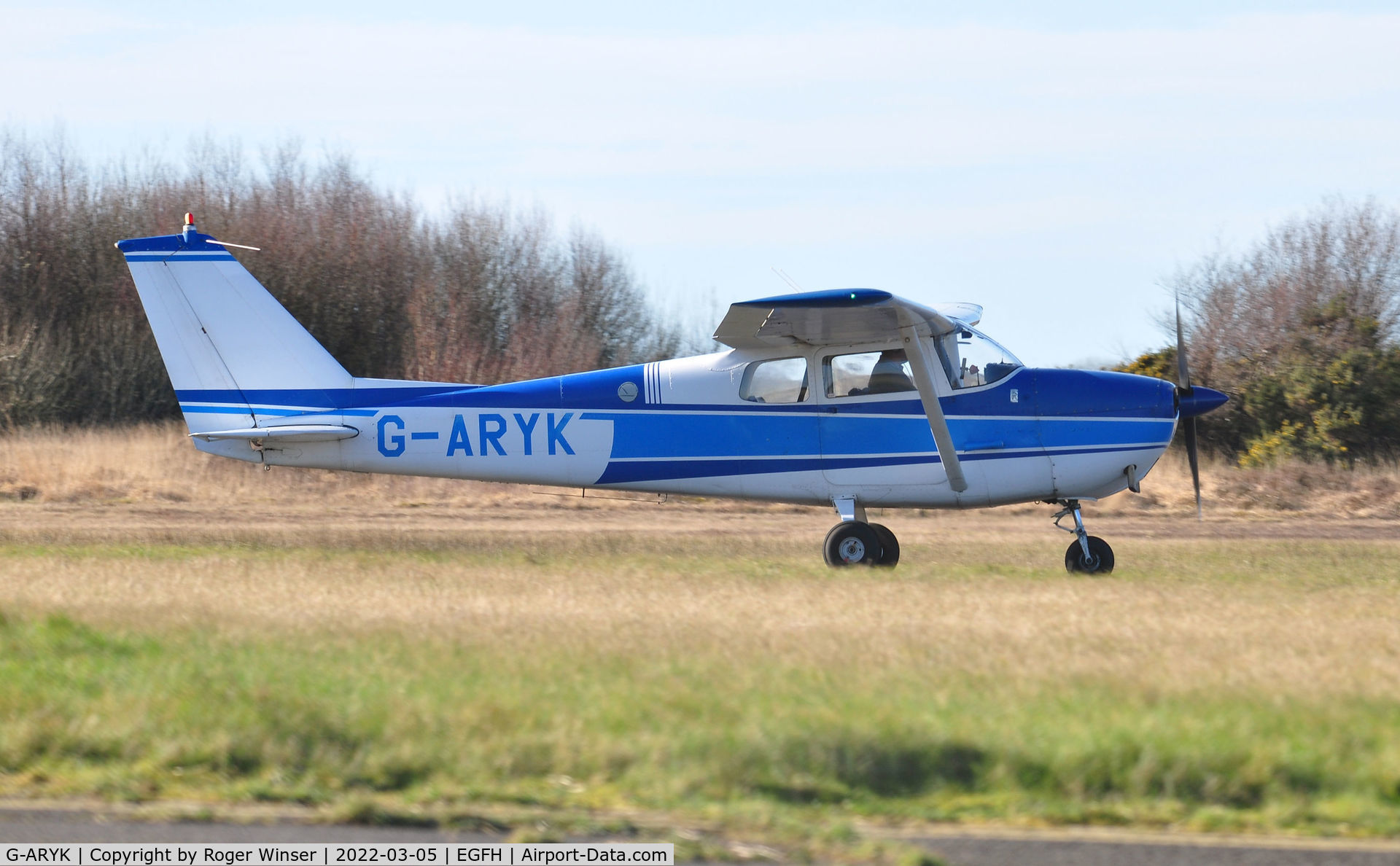 G-ARYK, 1962 Cessna 172C Skyhawk C/N 17249288, Resident aircraft departing Runway 04.