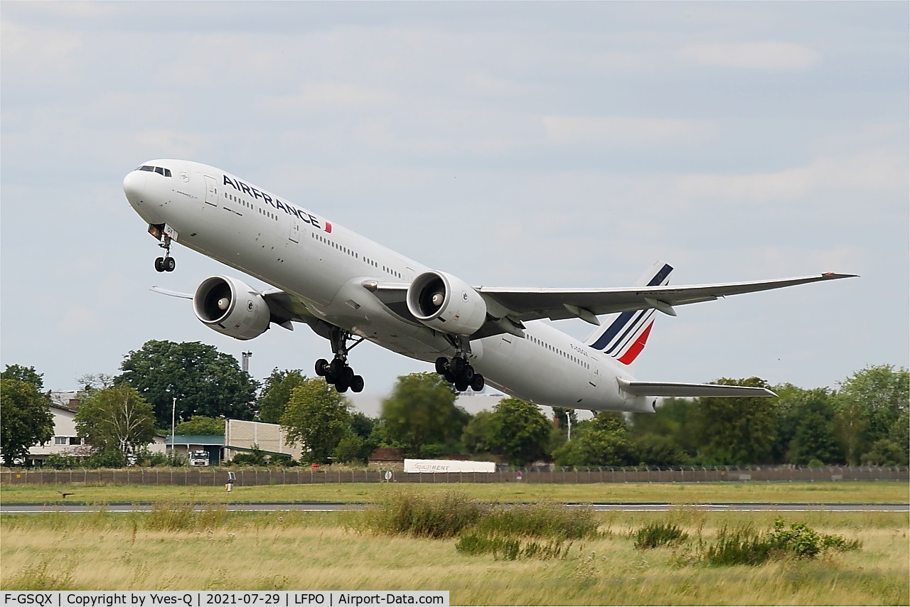 F-GSQX, 2007 Boeing 777-328/ER C/N 32963, Boeing 777-328ER, Take off rwy 24, Paris Orly airport (LFPO-ORY)