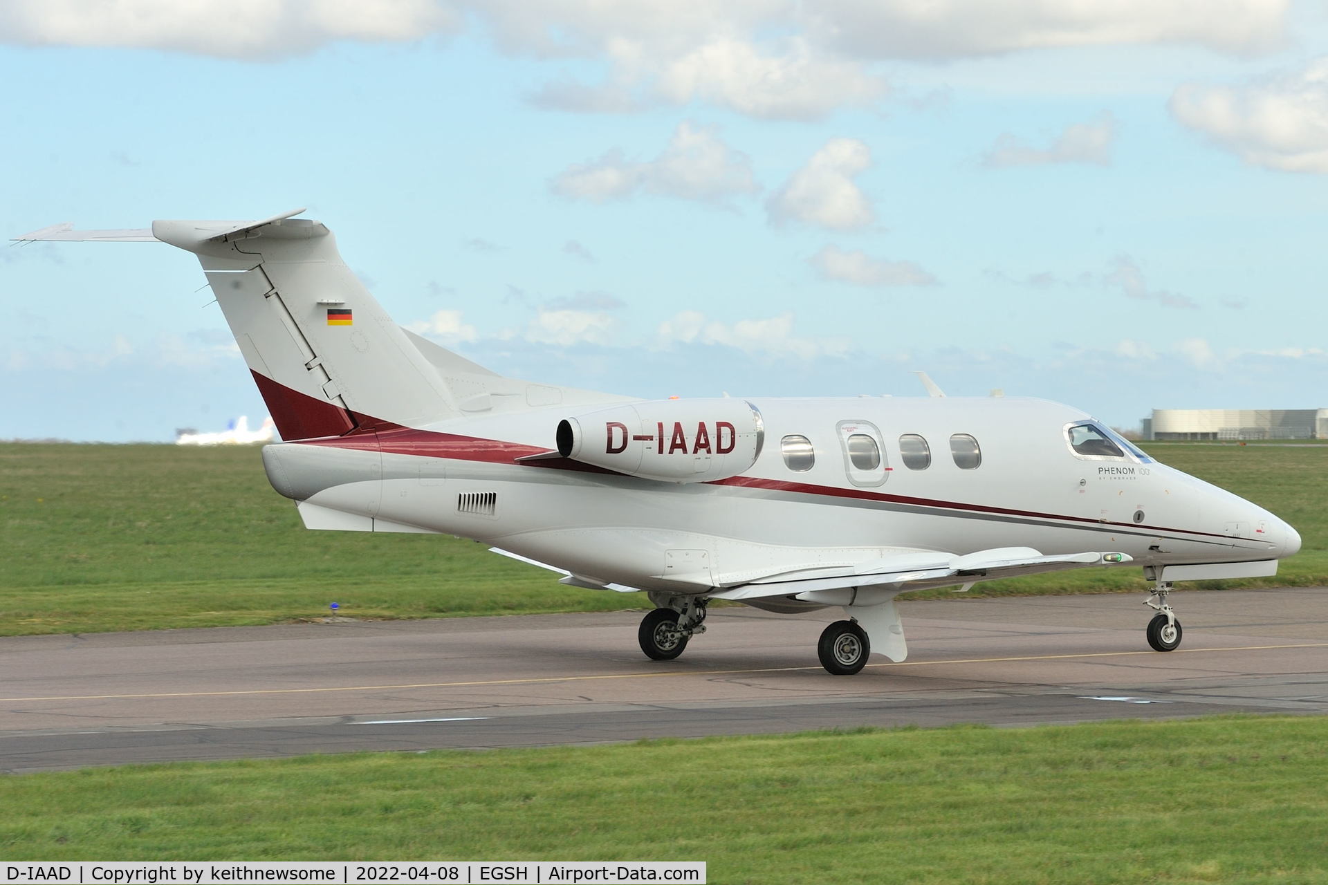 D-IAAD, 2010 Embraer EMB-500 Phenom 100 C/N 50000215, Leaving Norwich for Biggin Hill.