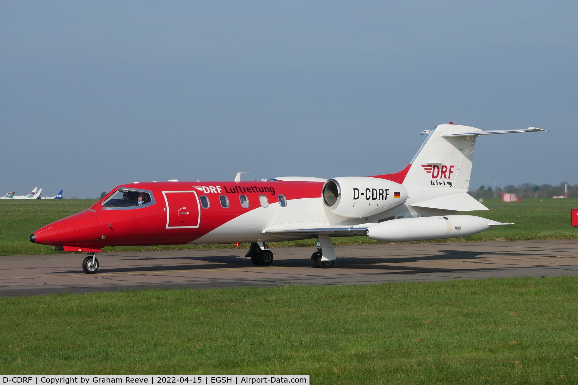 D-CDRF, 2007 Learjet 45 C/N 45-342, Just landed at Norwich.
