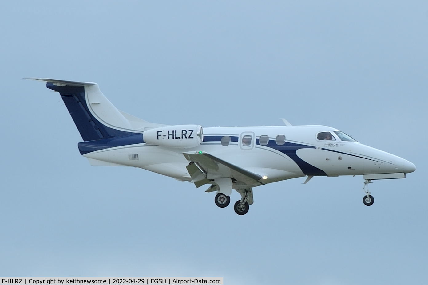 F-HLRZ, 2010 Embraer EMB-500 Phenom 100 C/N 50000165, Arriving at Norwich from Nice, France.