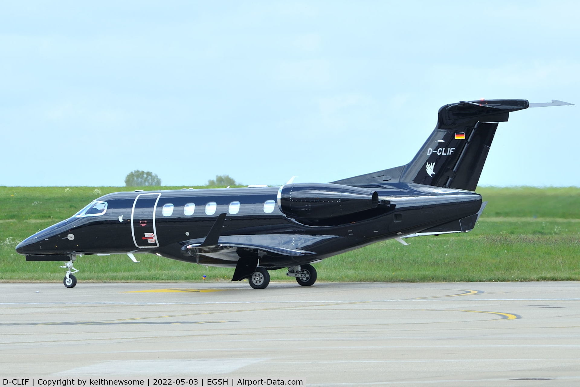D-CLIF, Embraer EMB-505 Phenom 300 C/N 50500456, Arriving at Norwich from Cannes, France.