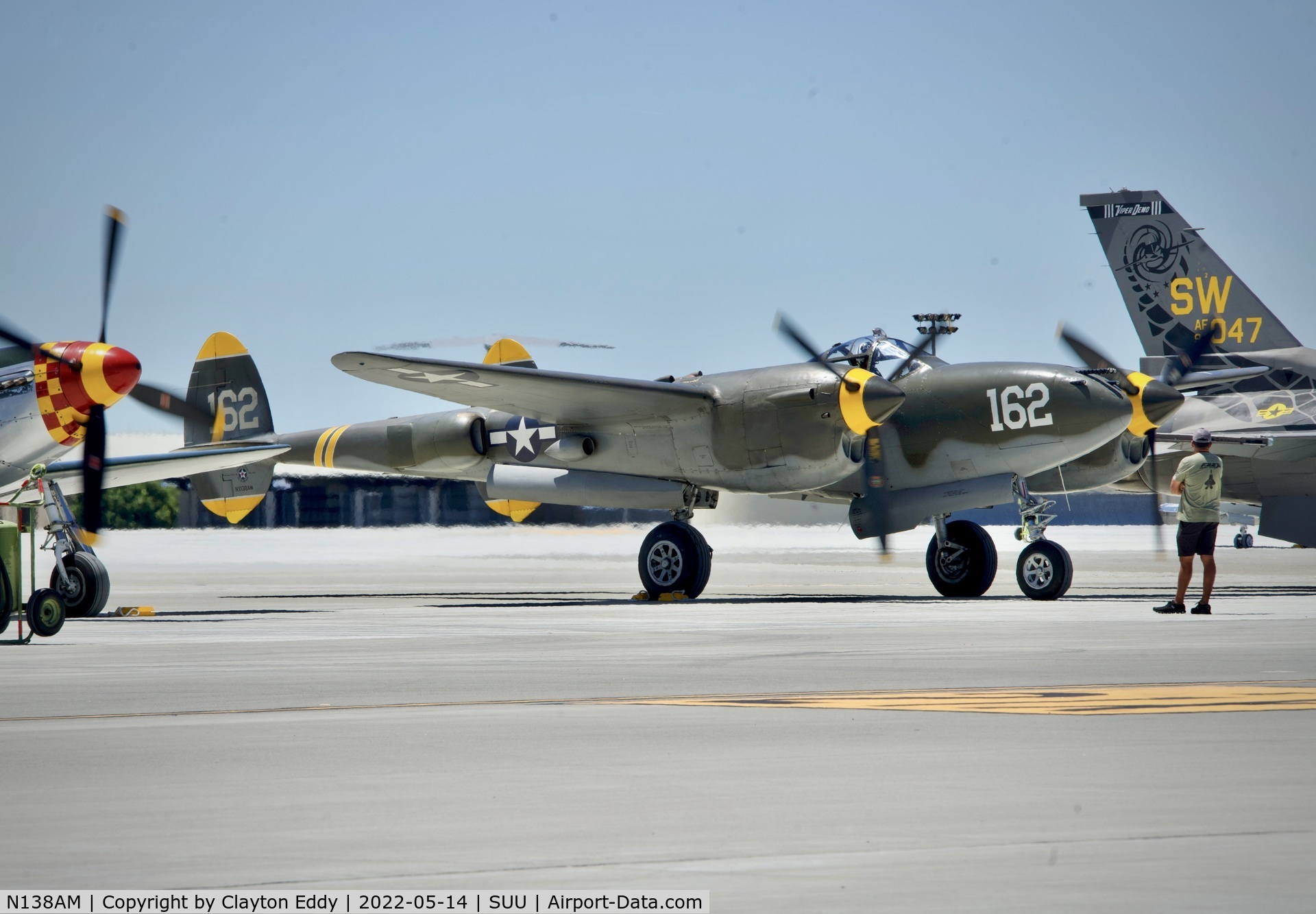 N138AM, 1943 Lockheed P-38J Lightning C/N 44-23314, Travis AFB airshow 2022.