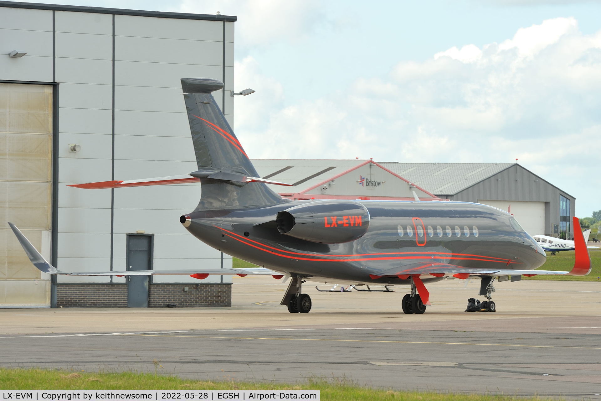 LX-EVM, 2008 Dassault Falcon 2000EX C/N 181, Parked at Norwich from Rotterdam.