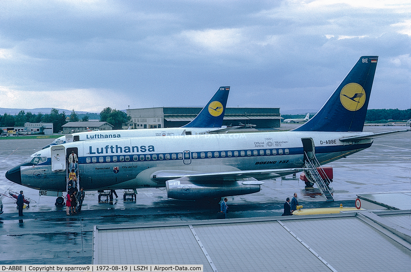 D-ABBE, 1969 Boeing 737-230C C/N 20253, At Zurich-Kloten, I was waiting for my flight to Dublin. Scanned from a slide.
