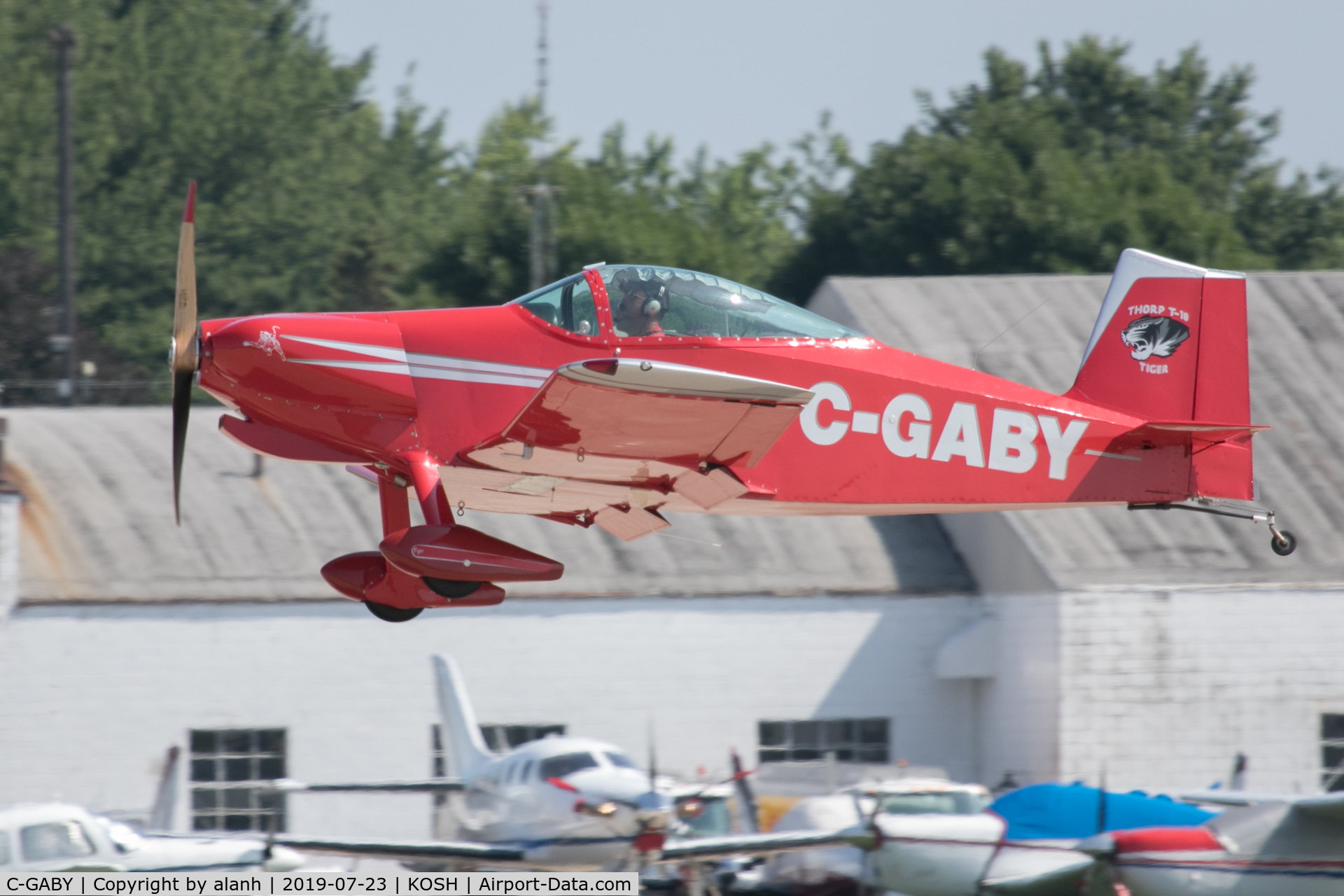 C-GABY, 1980 Thorp T-18 Tiger C/N 673, Arriving at AirVenture 2019