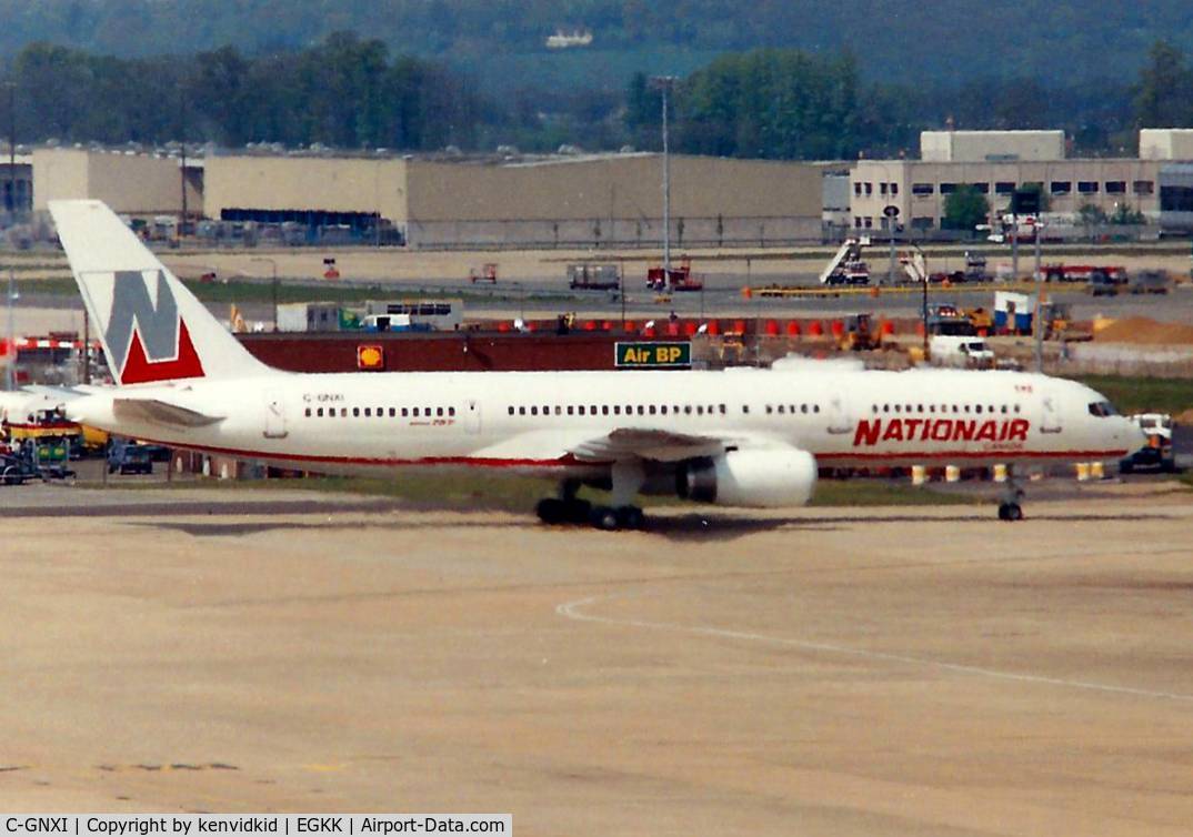 C-GNXI, 1988 Boeing 757-28A C/N 24367, At Gatwick circa 1989.