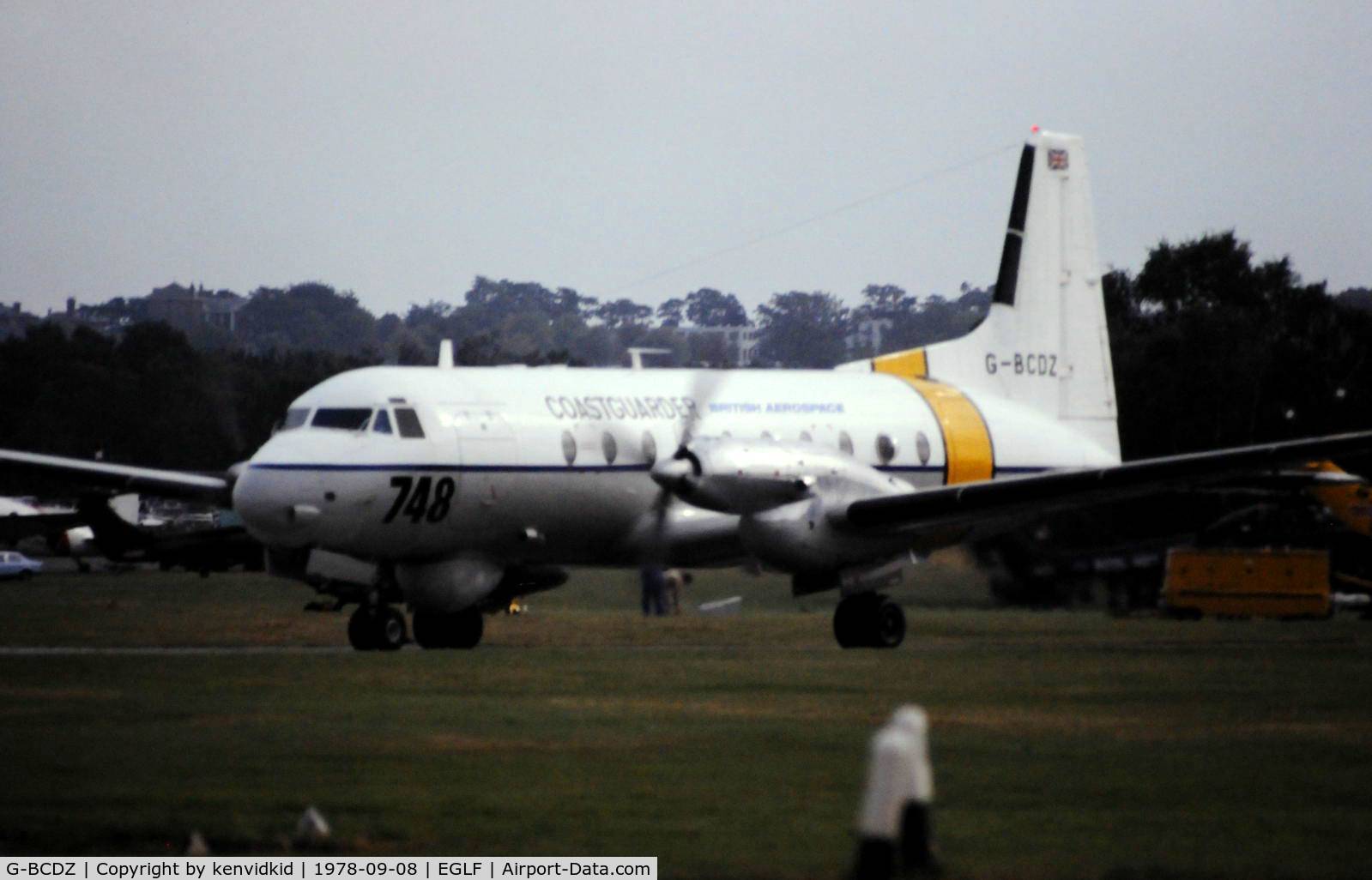 G-BCDZ, 1968 Hawker Siddeley HS-748 Series 2A/227 C/N 1662, At Farnborough International 1978.