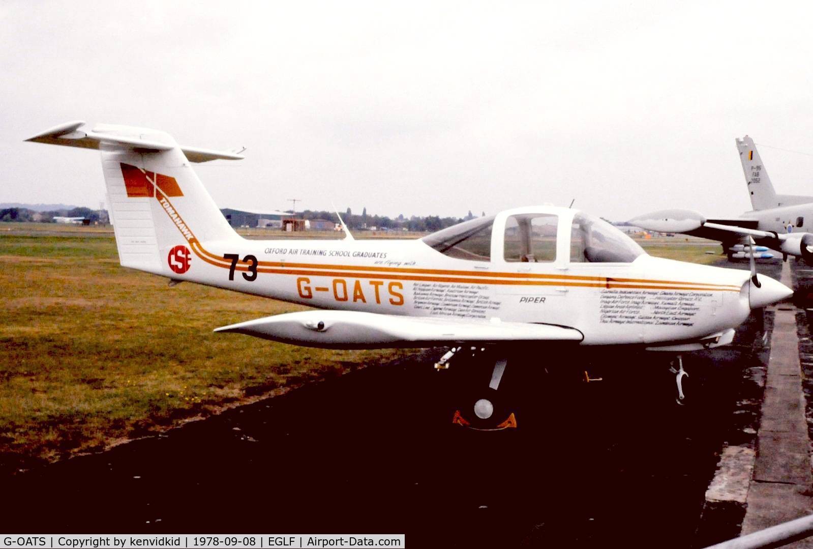 G-OATS, 1978 Piper PA-38-112 Tomahawk Tomahawk C/N 38-78A0007, At Farnborough International 1978.