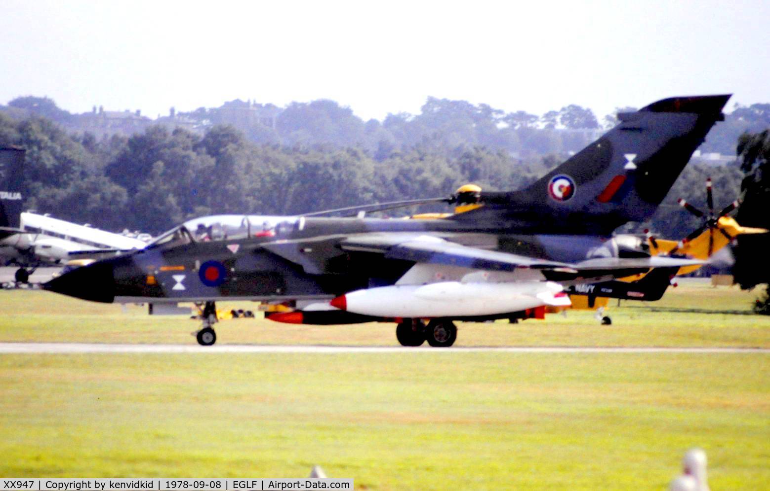 XX947, 1975 Panavia Tornado GR.1 C/N P.03, At Farnborough International 1978.