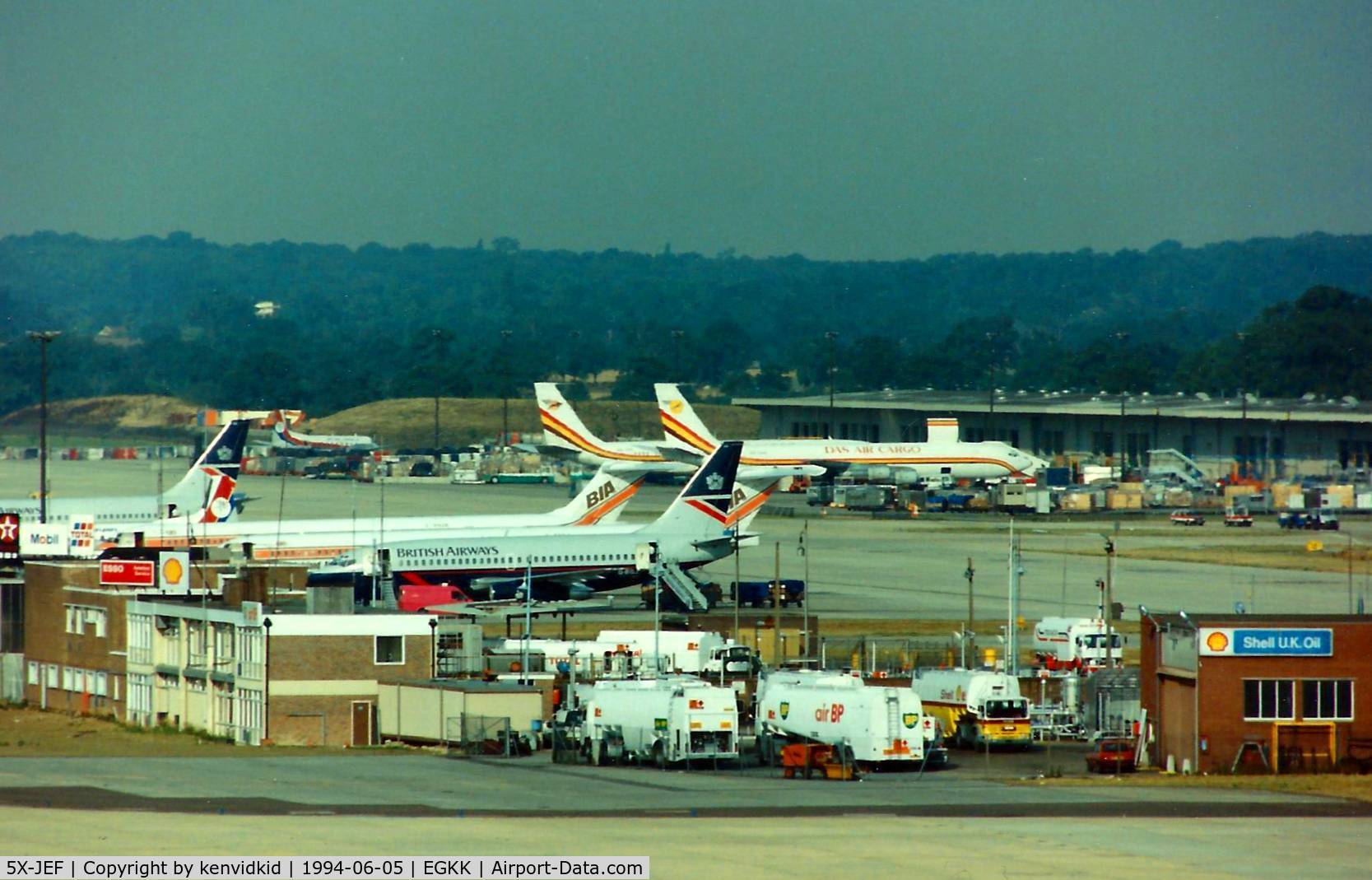 5X-JEF, 1968 Boeing 707-379C C/N 19821, At Gatwick circa 1994.