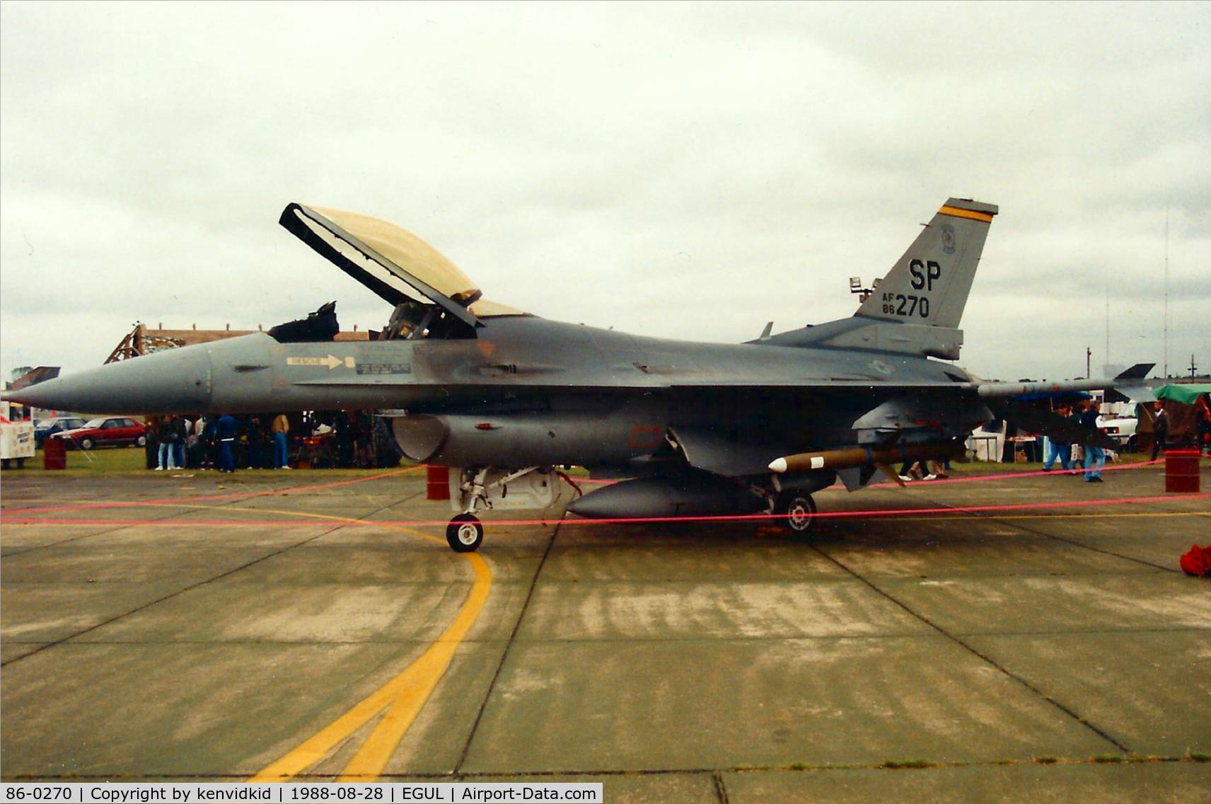 86-0270, 1986 General Dynamics F-16C Fighting Falcon C/N 5C-376, At Lakenheath 1988.