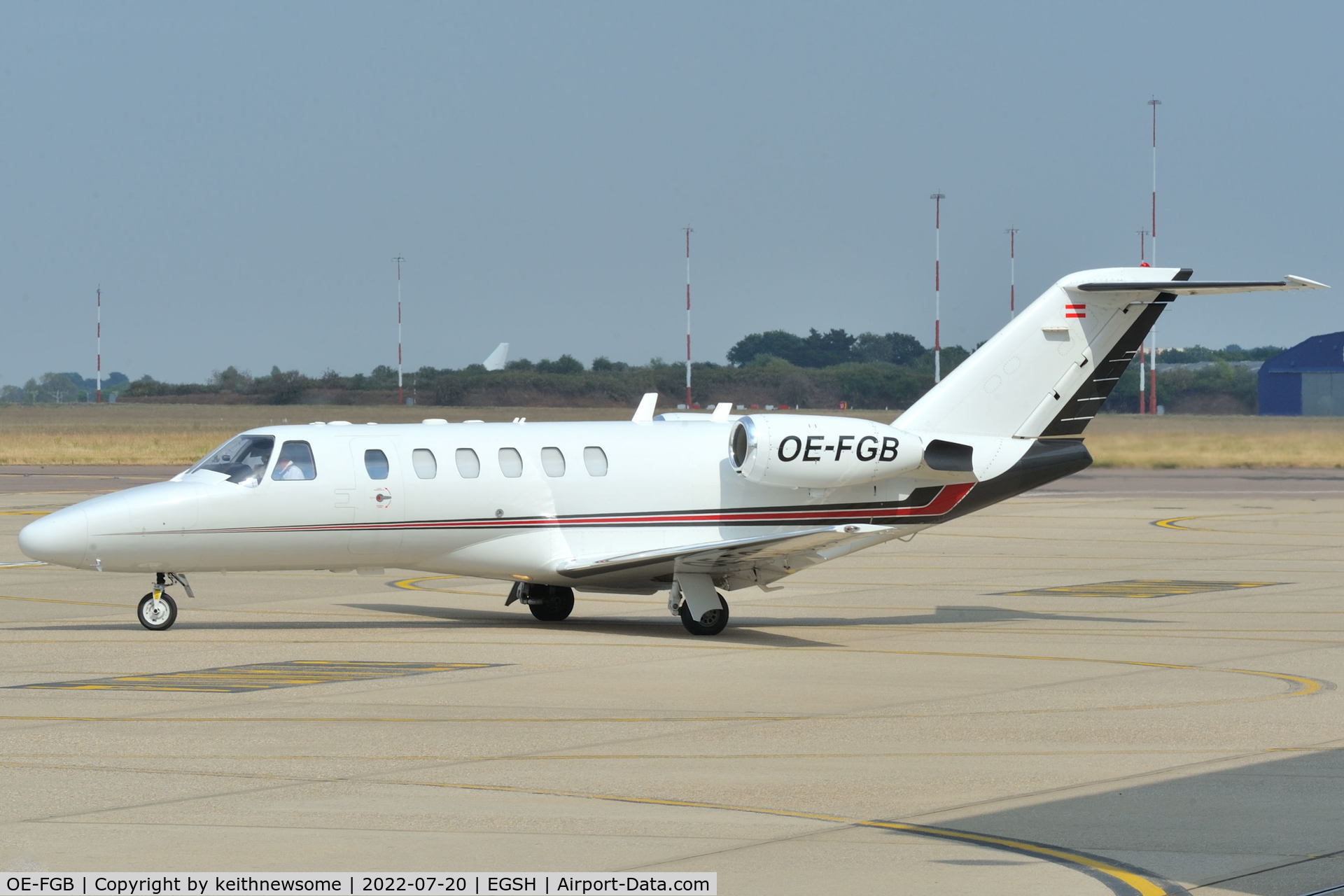 OE-FGB, 2007 Cessna 525A CitationJet CJ2 C/N 525A-0362, Leaving Norwich for Newcastle.