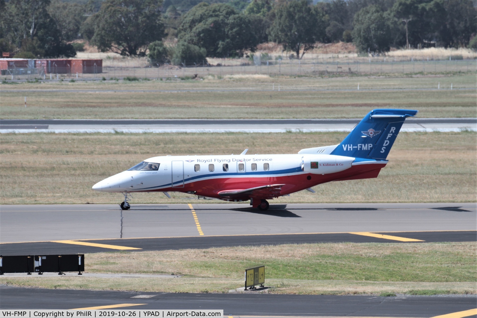VH-FMP, 2018 Pilatus PC-24 C/N 118, On charter to the Royal Flying Doctor Service departing Adelaide