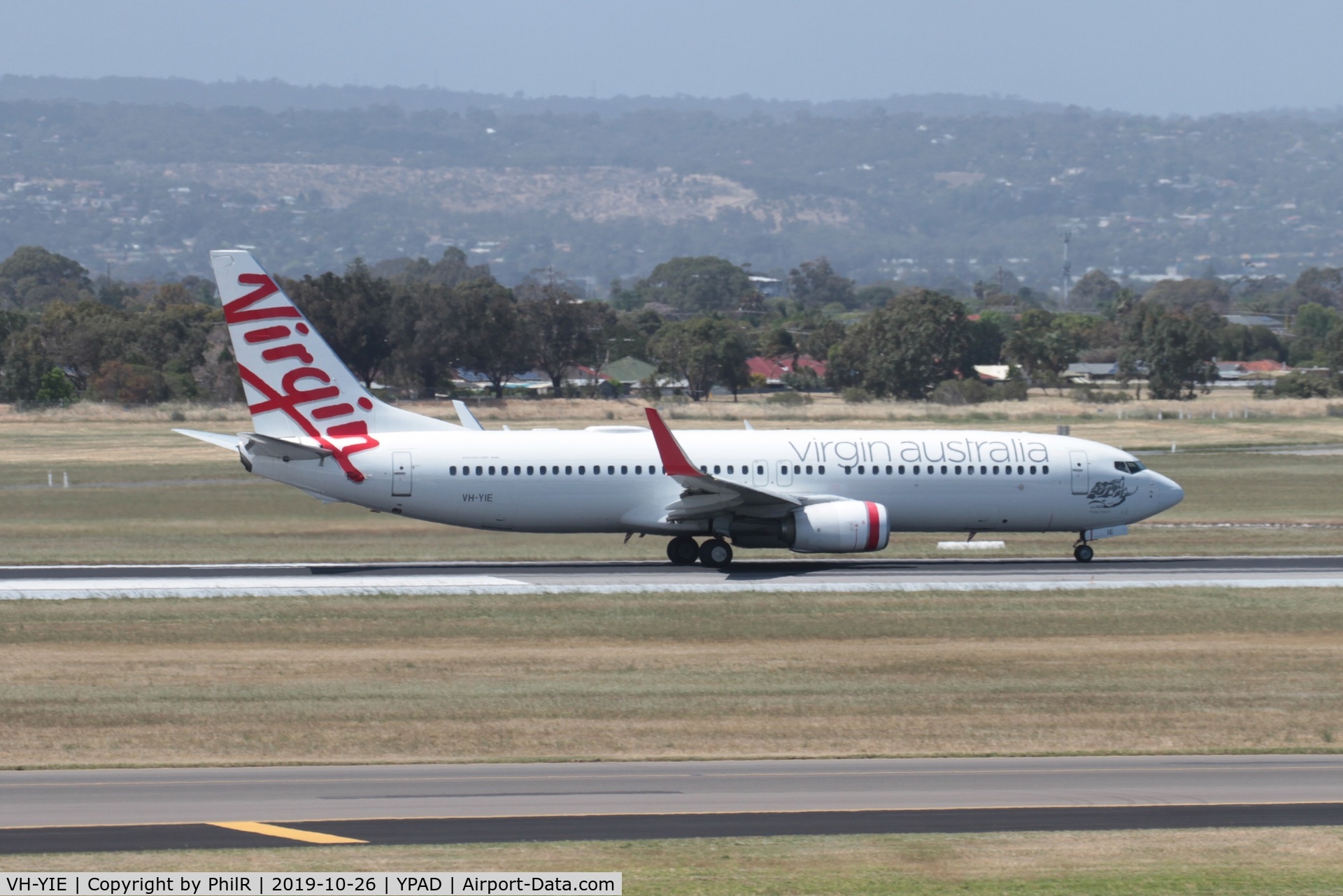 VH-YIE, 2011 Boeing 737-8FE C/N 38708, Virgin Australia arrival at Adelaide