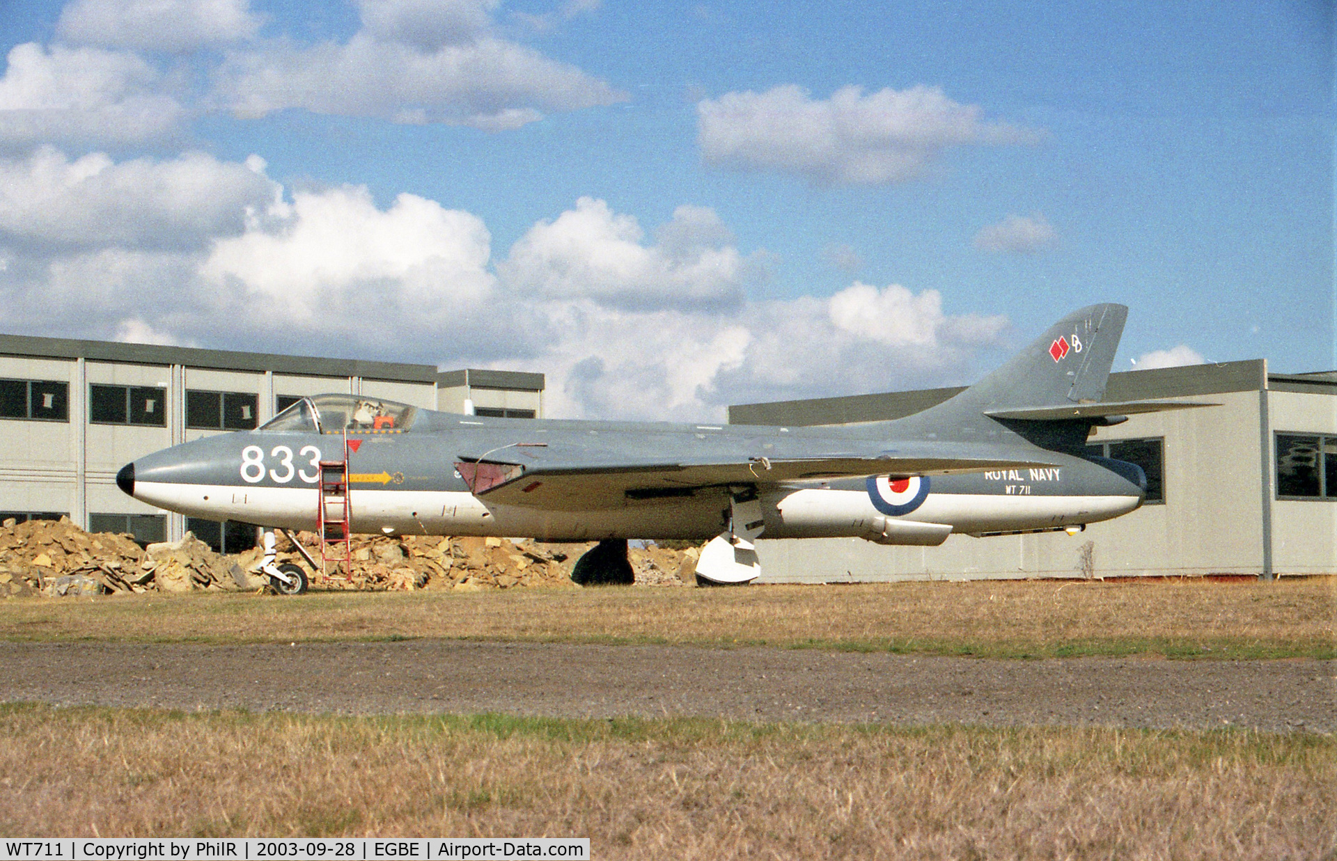 WT711, 1955 Hawker Hunter GA.11 C/N 41H/670678, Retiring in 1993 she has been in civilian hands ever since. Seen here as part of the Air Atlantic Classic Flight she was sold and moved to Cumbria in 2009.