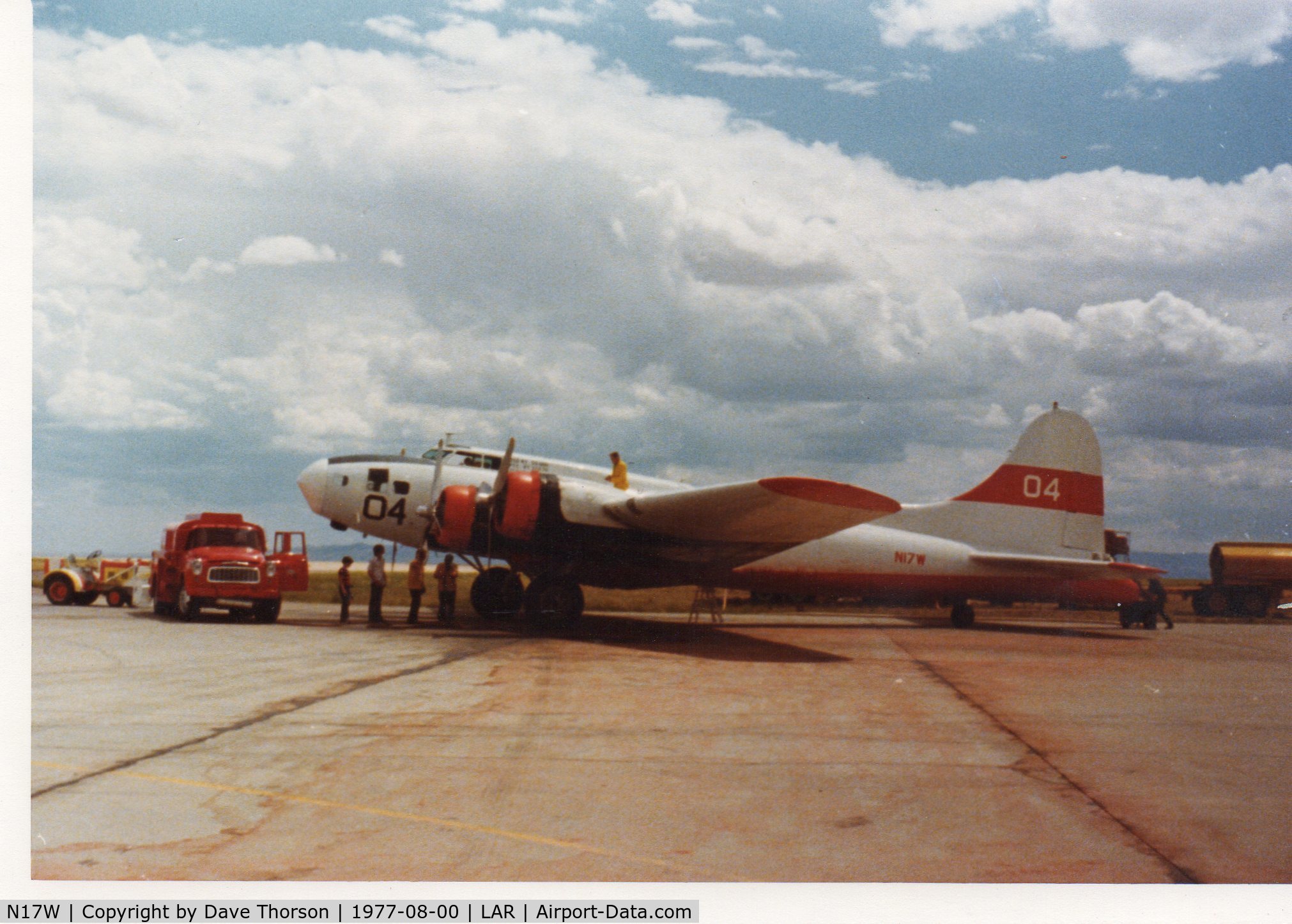 N17W, 1942 Boeing B-17F Flying Fortress (299P) C/N 42-29782, On Fire fighting duty, Laramie WY, Summer 1977.
