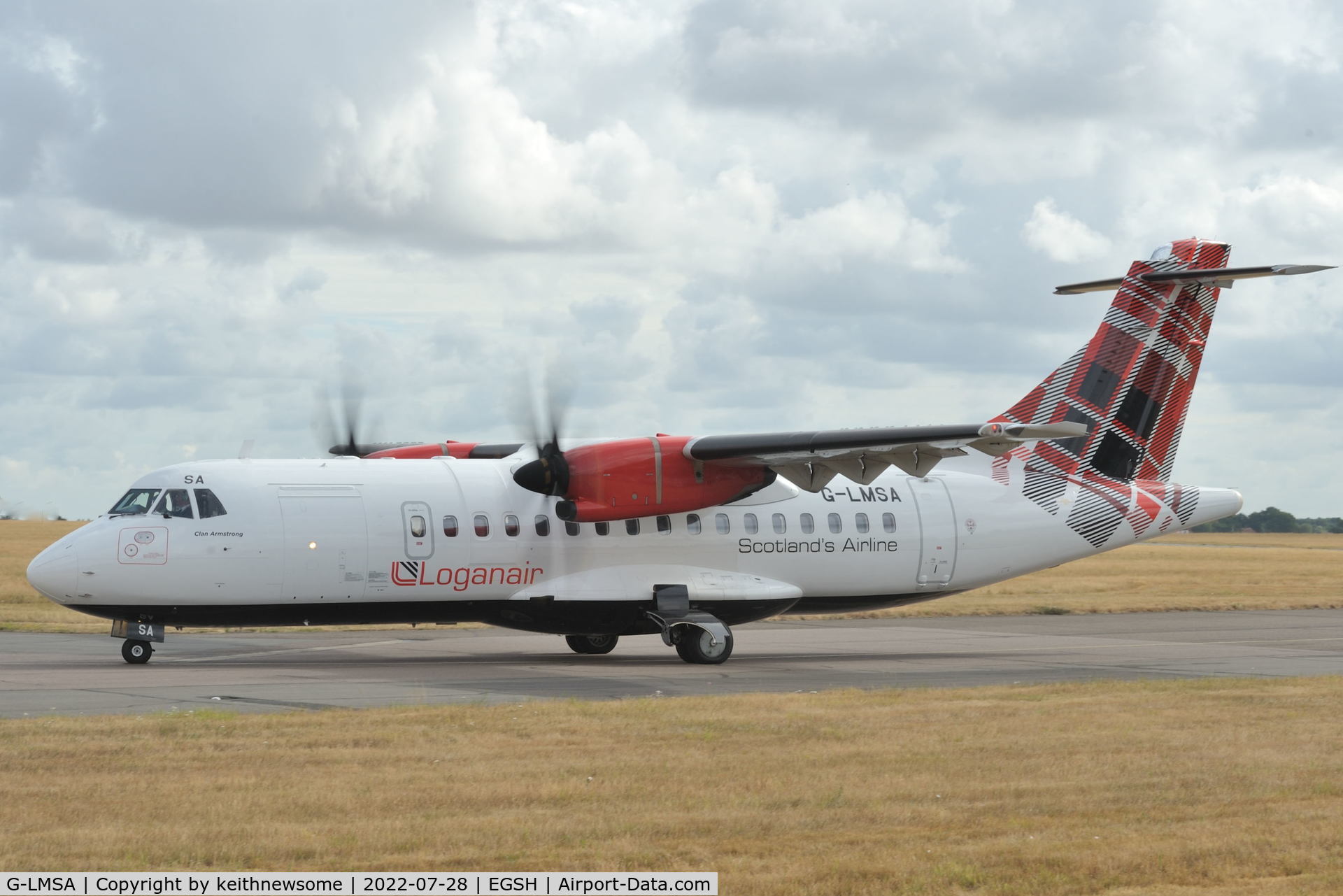 G-LMSA, 2016 ATR 42-600 C/N 1213, Leaving Norwich for Groningen.