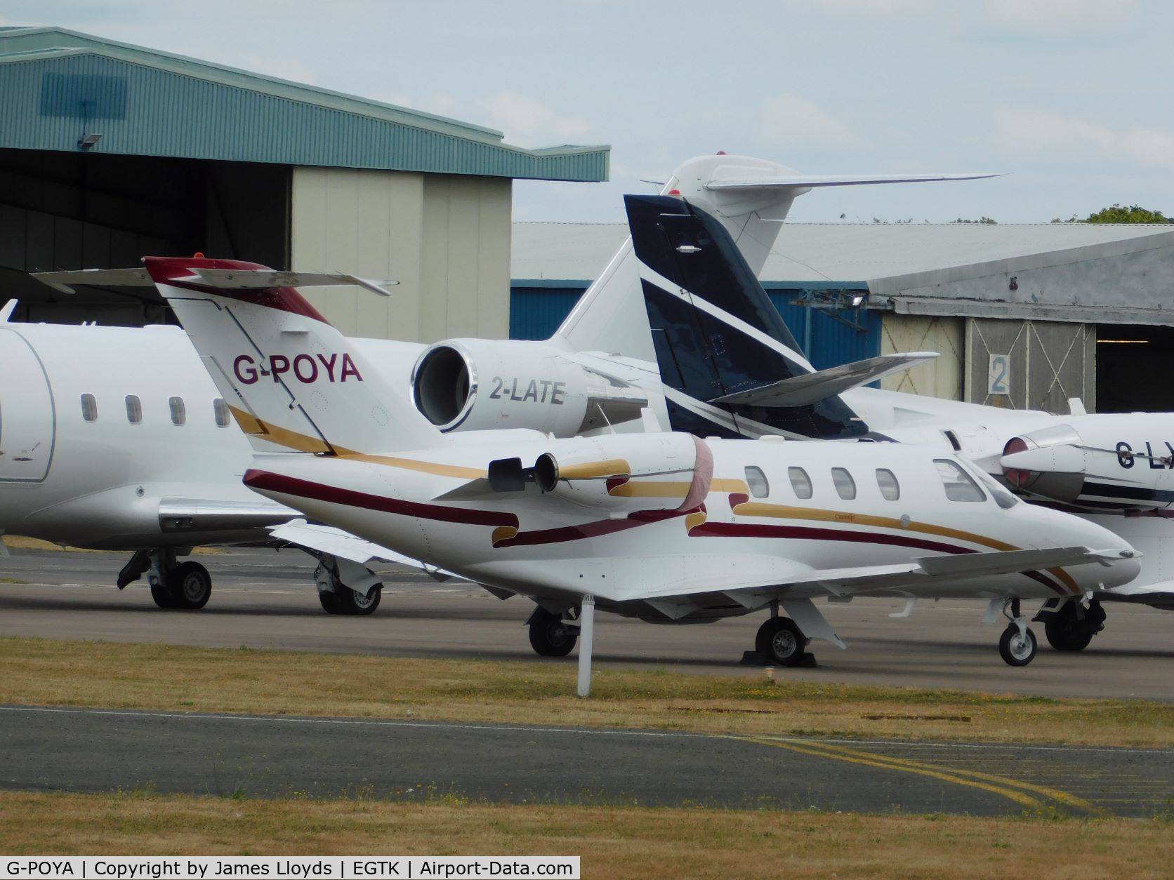 G-POYA, 1997 Cessna 525 CitationJet C/N 525-0181, Parked up at Oxford Airport.