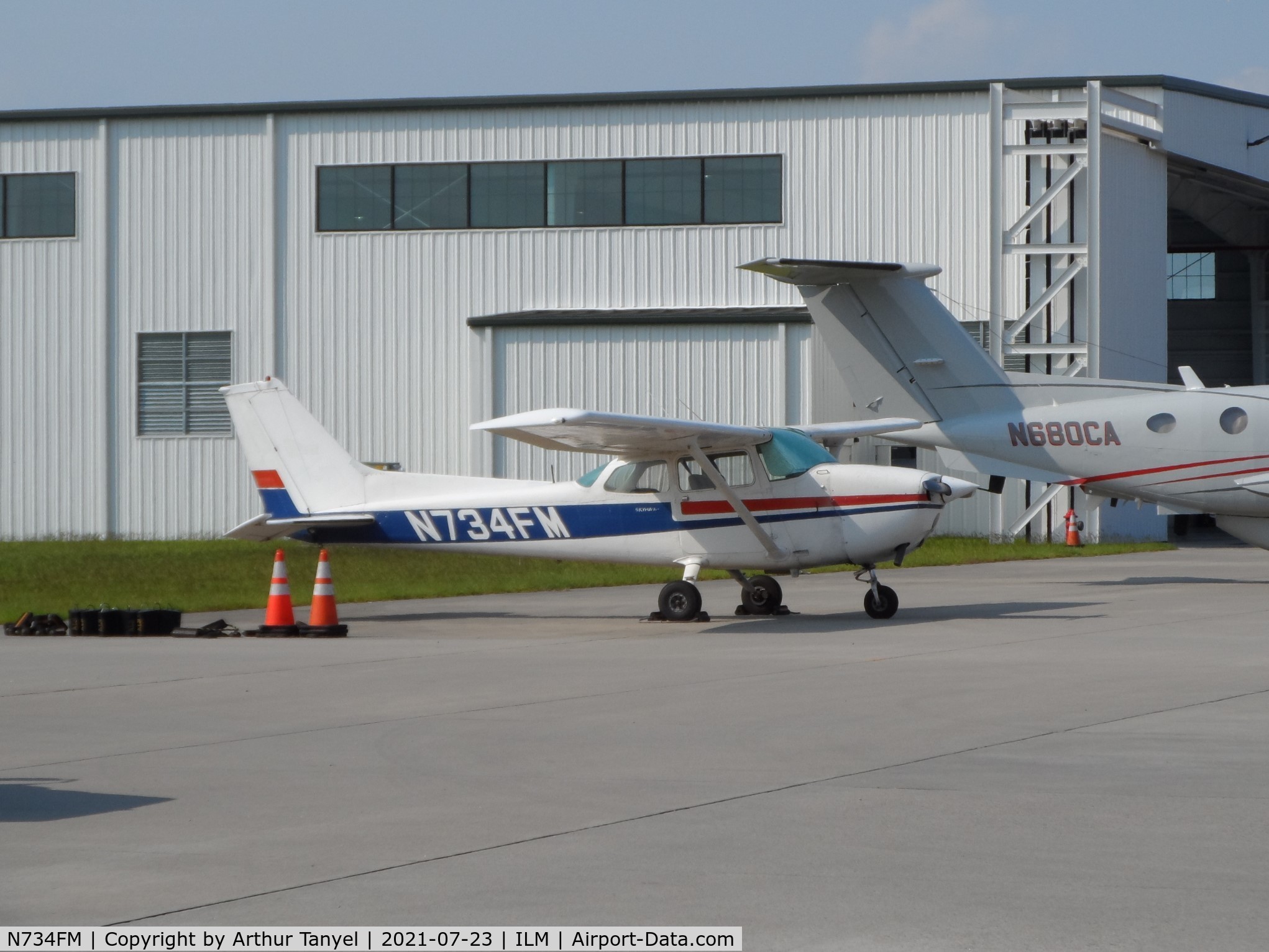 N734FM, 1977 Cessna 172N C/N 17268820, Parked at ILM