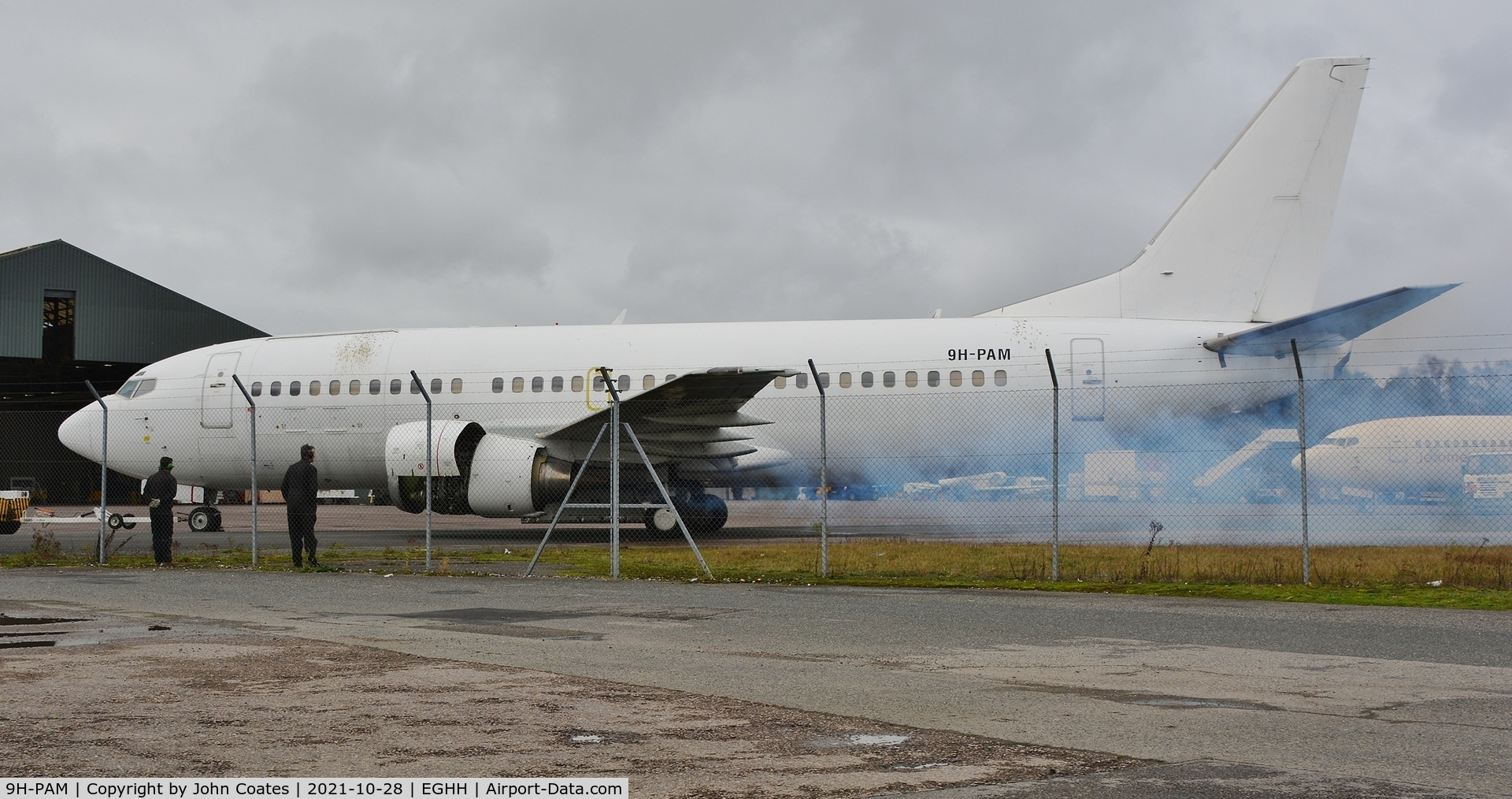 9H-PAM, 1991 Boeing 737-33A C/N 25744, Having a smoke at European Avn.