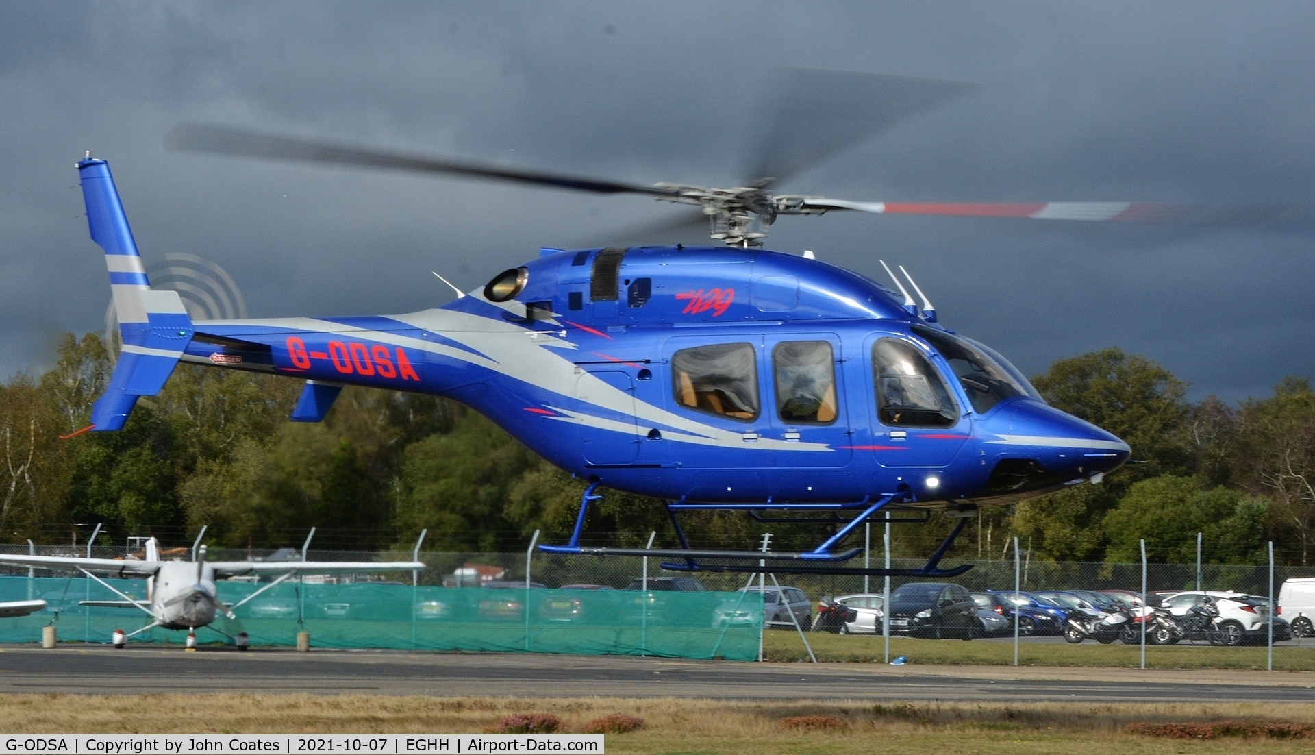 G-ODSA, 2013 Bell 429 GlobalRanger C/N 57139, Departing Bliss Avn.