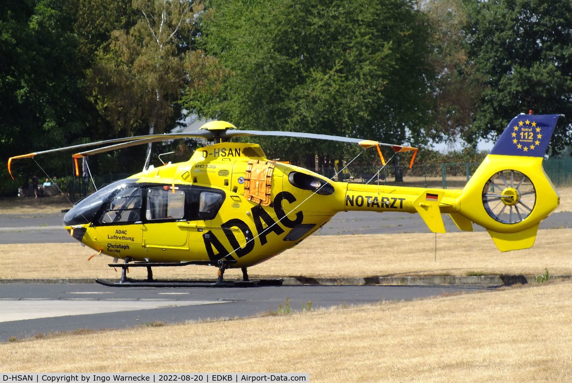 D-HSAN, Eurocopter EC-135P-2 C/N 0276, Eurocopter EC135P2 EMS-helicopter of ADAC Luftrettung at Bonn-Hangelar airfield during the Grumman Fly-in 2022