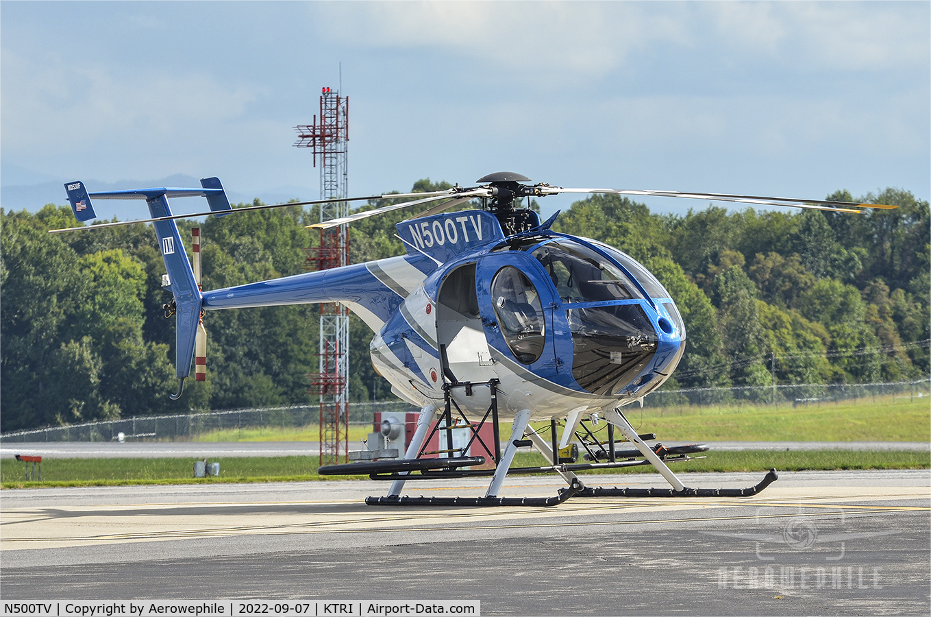 N500TV, 2019 MD Helicopters 369FF C/N 0320FF, Parked on the ramp at Tri-Cities Airport (KTRI).