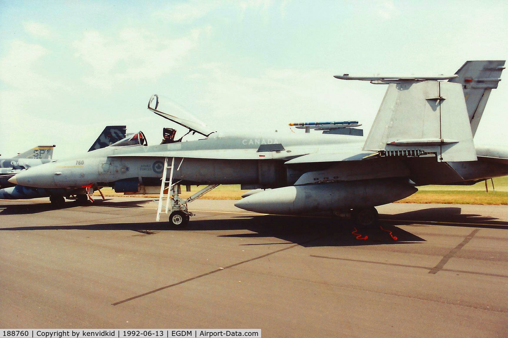 188760, 1986 McDonnell Douglas CF-188A Hornet C/N 0409/A341, At Boscombe Down, scanned from print.