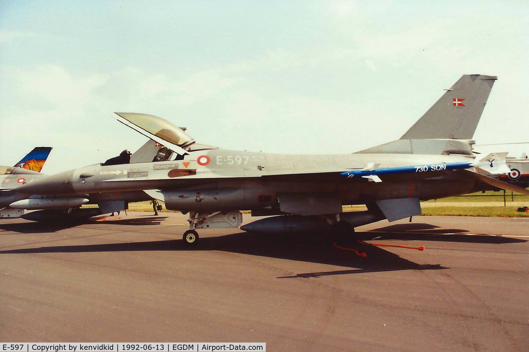 E-597, SABCA F-16AM Fighting Falcon C/N 6F-32, At Boscombe Down, scanned from print.