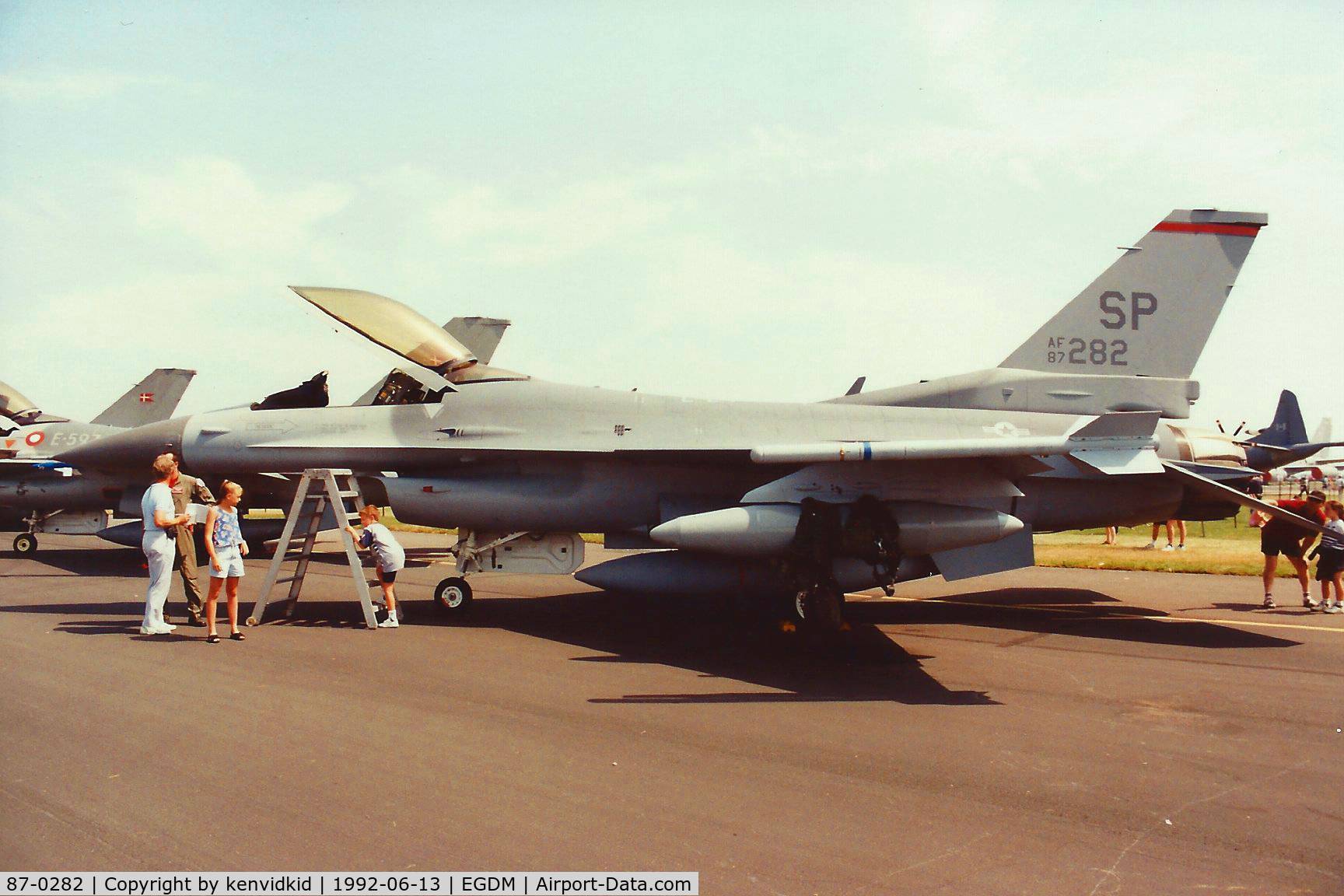 87-0282, 1987 General Dynamics F-16C Fighting Falcon C/N 5C-543, At Boscombe Down, scanned from print.