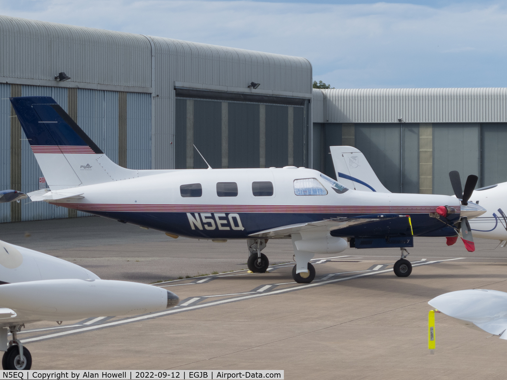N5EQ, 1996 Piper PA-46-350P Malibu Mirage C/N 4636051, Parked on the west apron, Guernsey