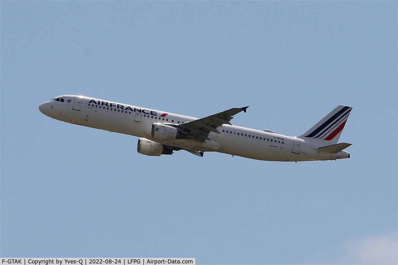 F-GTAK, 2001 Airbus A321-211 C/N 1658, Airbus A321-211, Take off rwy 08L, Roissy Charles De Gaulle airport (LFPG-CDG)