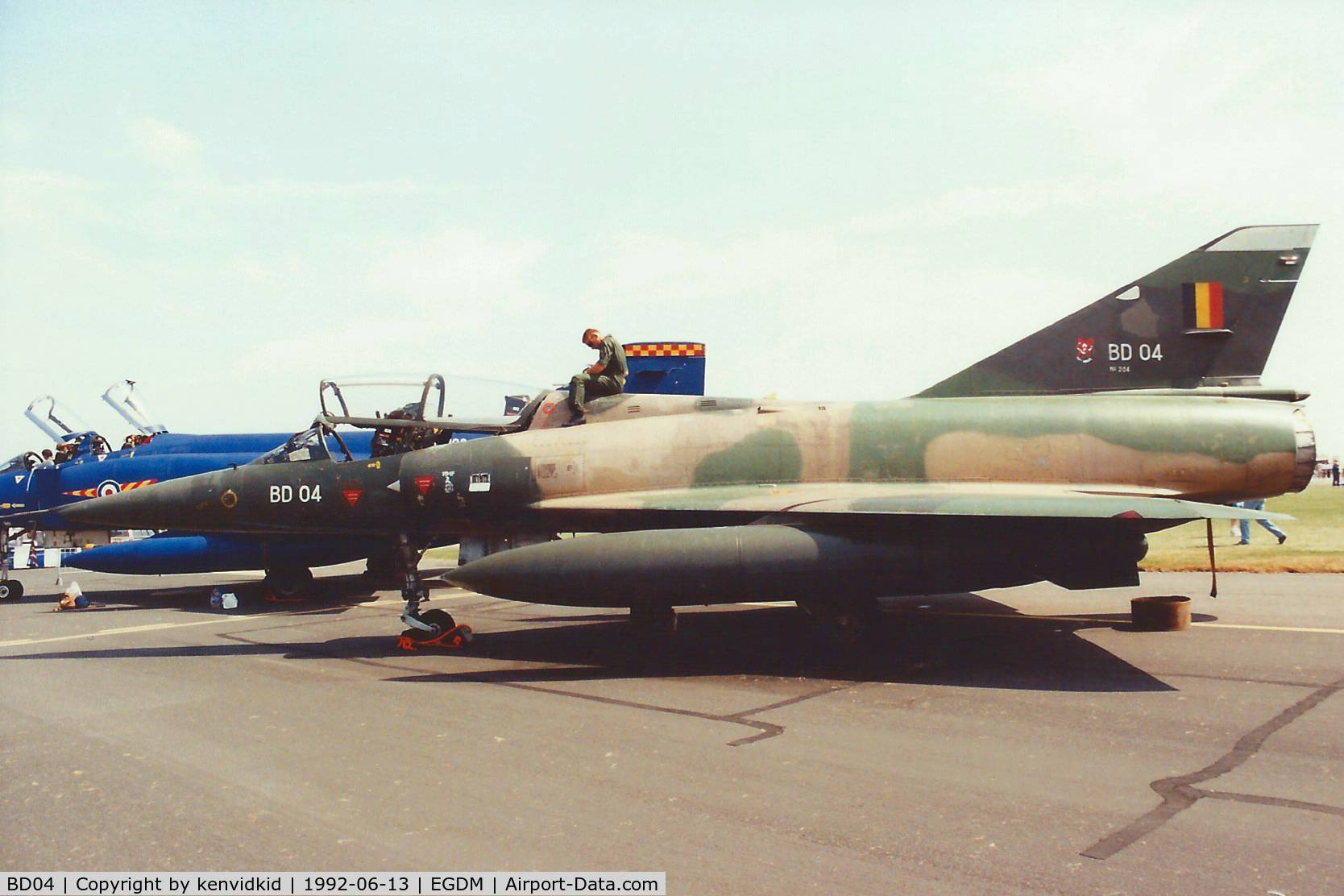 BD04, SABCA Mirage 5BD C/N 204, At Boscombe Down, scanned from print.