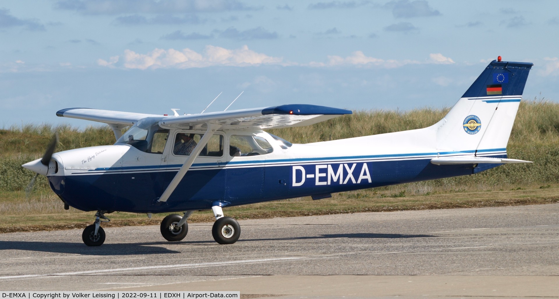 D-EMXA, 1973 Reims-Cessna F172 Skyhawk C/N F17201018, leaving runway