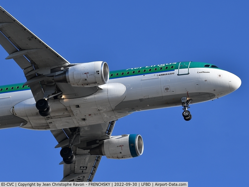 EI-CVC, 2001 Airbus A320-214 C/N 1443, Dublin (DUB)	Bordeaux (BOD)	EI506