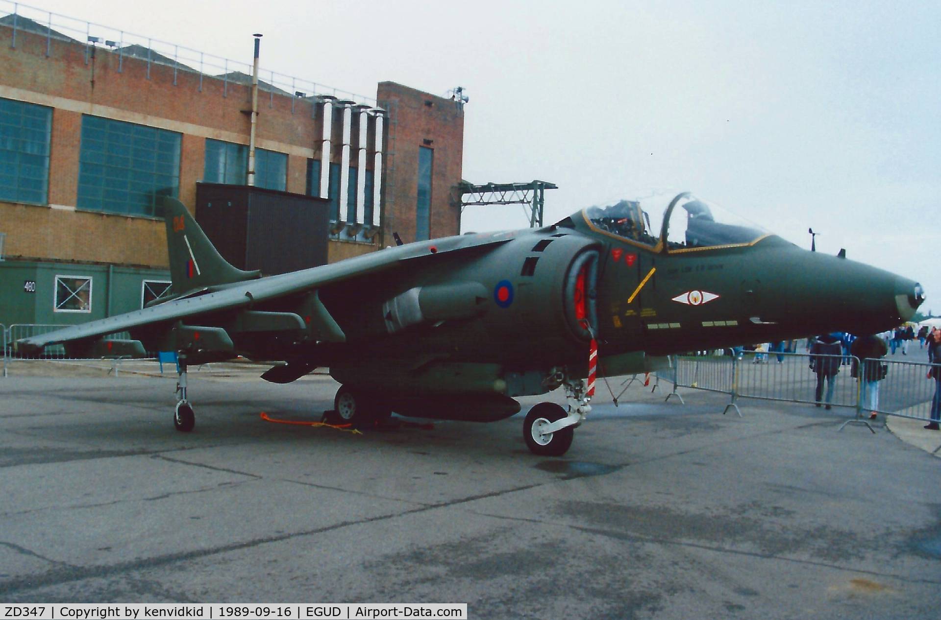 ZD347, 1988 British Aerospace Harrier GR.5 C/N P14, At the 1989 Abingdon air show.